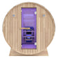 4-6-Person Outdoor Barrel Wet Sauna in White Cedar with ETL-Certified 6.2kW Sauna Rock Heater, and Bitumen Shingle Roof