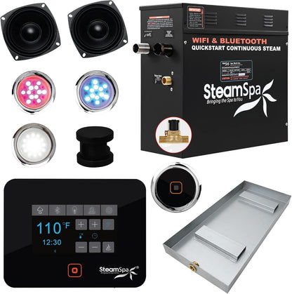 Black Series Steam Bath Generator with Wireless Control Bluetooth / Wifi Operation and Auto Drain