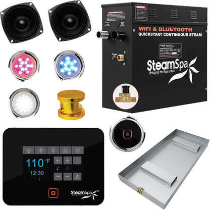 Black Series Steam Bath Generator with Wireless Control Bluetooth / Wifi Operation and Auto Drain