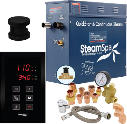 SteamSpa Premium Bundle 240V Steam Sauna Generator – Touch Pad Control, Auto Drain & Quick Install Kit