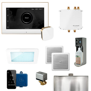 Bliss Programmable Steam Generator Control Kit with iSteamX Control and Aroma Glass Steamhead in White Brushed Bronze