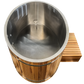 Luxury Cedar Oval Cold Plunge Tub with Stainless Steel Interior, Dual Covers, Easy Drainage, Steps & Headrest Included