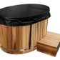 Luxury Cedar Oval Cold Plunge Tub with Stainless Steel Interior, Dual Covers, Easy Drainage, Steps & Headrest Included