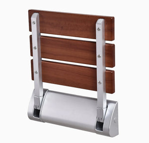 Wall-Mounted Folding Shower Seat – Solid Wood & Frosted Aluminum Brackets
