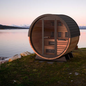 Finnmark Infrared and Traditional Thermo-Aspen Combination Barrel Sauna FD-7