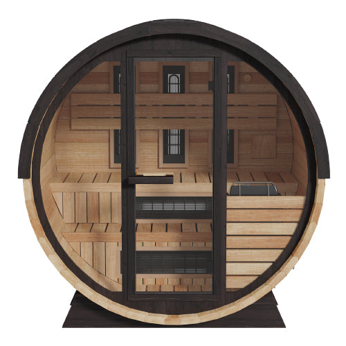 Finnmark Infrared and Traditional Thermo-Aspen Combination Barrel Sauna FD-7