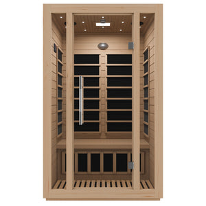 SteamSpa Maldives 2-Person Indoor Hemlock Wooden Low EMF Carbon FAR Infrared Home Sauna Room with LED Touch Control Panel