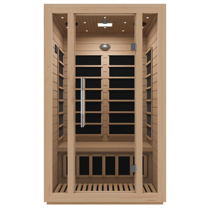 SteamSpa Maldives 2-Person Indoor Hemlock Wooden Low EMF Carbon FAR Infrared Home Sauna Room with LED Touch Control Panel