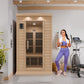 SteamSpa Seychelles 2-Person Carbon FAR Infrared Infrared Hemlock Wooden Indoor Home Sauna Room with LED Touch Control Panel