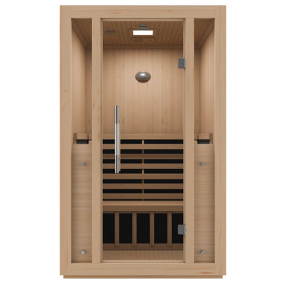 SteamSpa Fiji 2-Person Carbon FAR Infrared Hemlock Wooden Indoor Home Sauna Room with LED Touch Control Panel