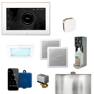 XDream Programmable Steam Generator Control Kit with iSteamX Control and Aroma Glass Steamhead in White Brushed Bronze