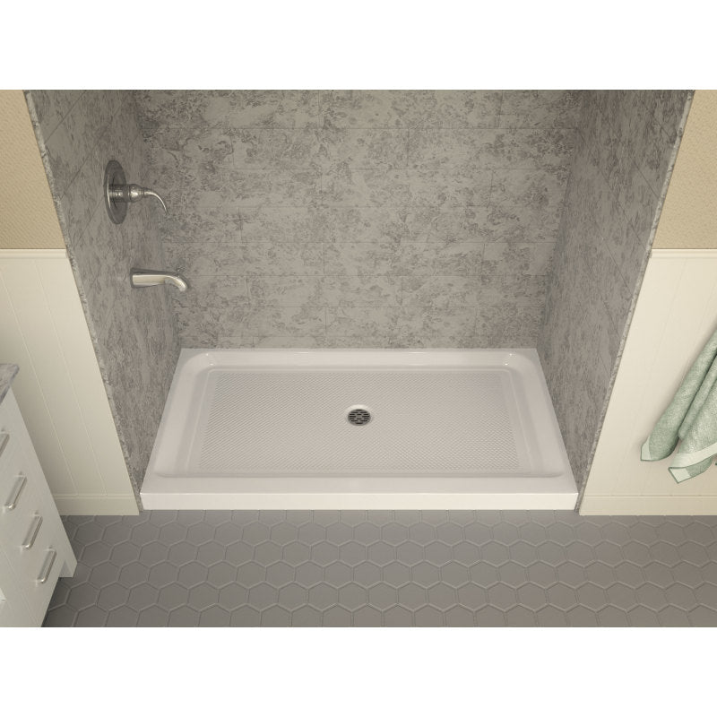 SB-AZ03CD-R - ANZZI Jebel 32 x 60  in. Center Drain Single Threshold Shower Base in White