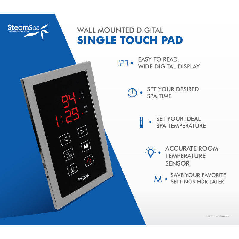 SSD-STPBN - SteamSpa Touch Panel Control System in Brushed Nickel