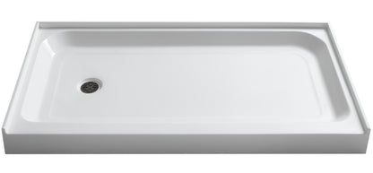 Tiers Base Series 32 in. L x 60 in. W Alcove Shower Shower Pan Base with Left Drain in Glossy White Marine Acrylic