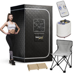 SP-SS0003-1P - SteamSpa 1-Person Indoor PP Plastic 900 Watt Portable Steam Home Sauna with Digital Controller and Foldable Chair, Black