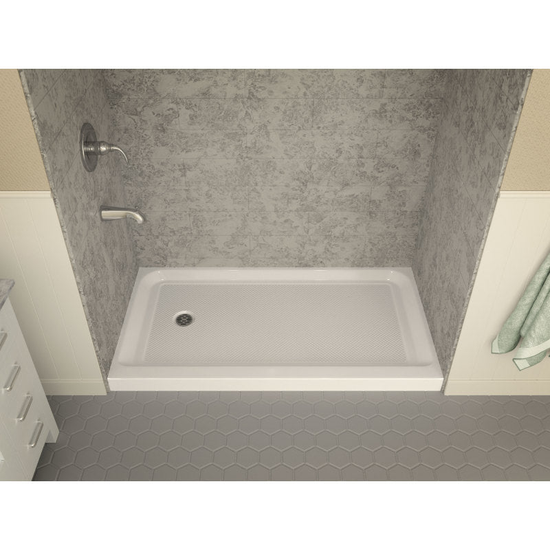 SB-AZ03LD-R - ANZZI Jebel 32 x 60  in. Left Drain Single Threshold Shower Base in White