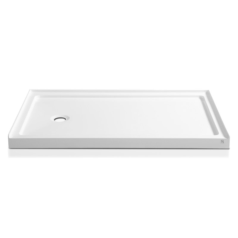 SB-AZ007WL - ANZZI Colossi Base Series 60 in. L x 36 in. W Alcove Shower Shower Pan Base with Left Drain in Glossy White Marine Acrylic