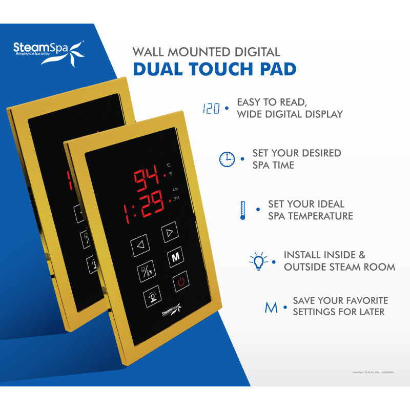 SSD-DTPGD - SteamSpa Dual Touch Control Panel in Brushed Gold