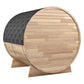 4-6-Person Outdoor Barrel Wet Sauna in White Cedar with ETL-Certified 6.2kW Sauna Rock Heater, and Bitumen Shingle Roof