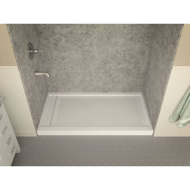 SB-AZ013WL - ANZZI Meadow Base Series 60 in. L x 32 in. W Alcove Shower Shower Pan Base with Reversible Drain in Glossy White Acrylic