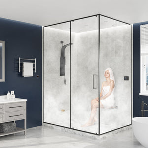 SaunaSpa Contractors Series 4.5kW Steam Bath Generator with Quickstart Continuous Steam, Black Digital Touch Pad, Built-in Auto-drain, Drain Pan, White LED light, and Aroma Steamhead in Brushed Nickel