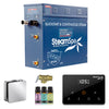 Oasis Series Steam Bath Generator with Wireless Control, QuickStart Technology, and Continuous Steam Output - Polished Chrome