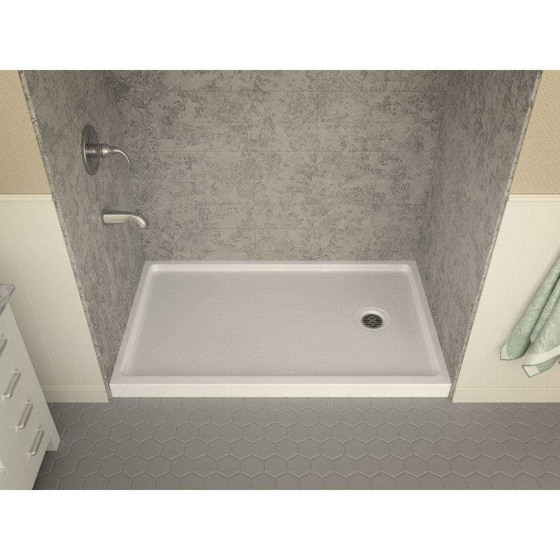 SB-AZ007WR - ANZZI Colossi Base Series 36 in. L x 60 in. W Alcove Shower Shower Pan Base with Right Drain in Glossy White Marine Acrylic