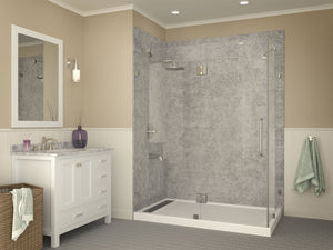 Field Base Series 36 in. L x 60 in. W Corner Shower Shower Pan Base with Left Drain in Glossy White Marine Acrylic