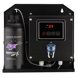 SSD-SS-SAP001-XX - SteamSpa Essential Oils Aromatherapy Steam 12 in. Steam Head Aroma Delivery Pump System with Universal Compatibility in Black