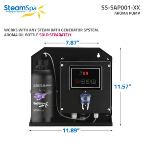 Essential Oils Aromatherapy Steam 12 in. Steam Head Aroma Delivery Pump System with Universal Compatibility in Black