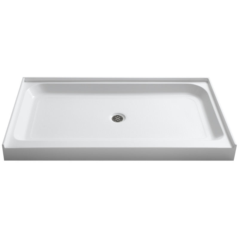 SB-AZ03CD - ANZZI Tiers Base Series 32 in. L x 60 in. W Alcove Shower Shower Pan Base with Center Drain in Glossy White Marine Acrylic