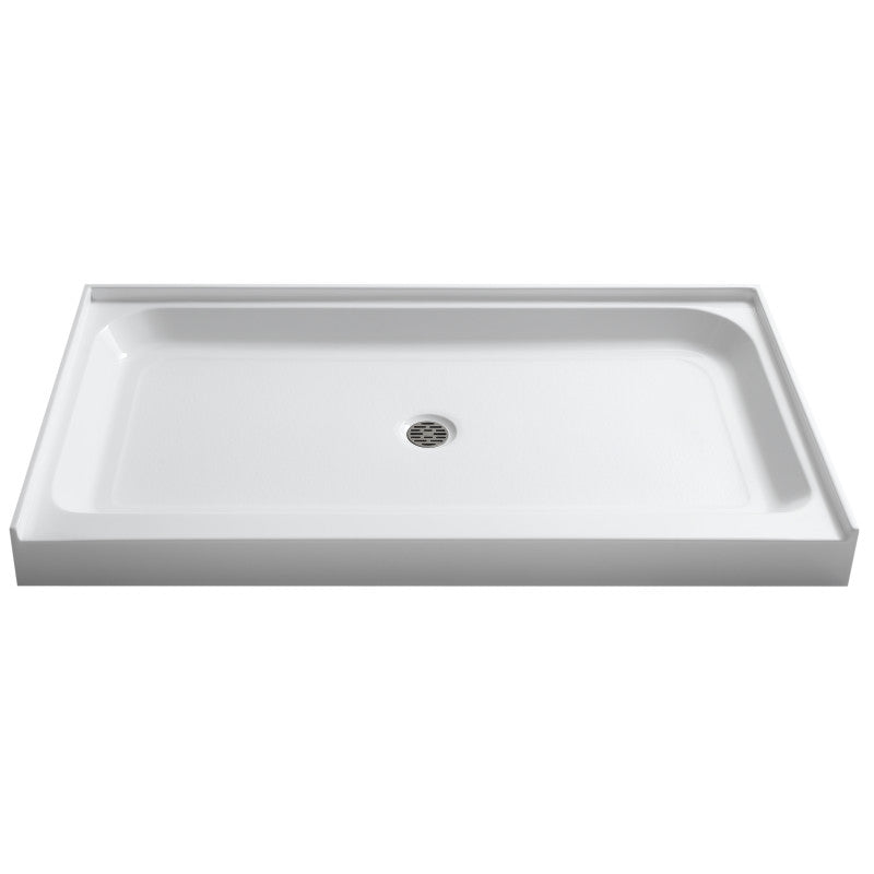 SB-AZ04CD - ANZZI Tiers Base Series 36 in. L x 60 in. W Alcove Shower Shower Pan Base with Center Drain in Glossy White Marine Acrylic