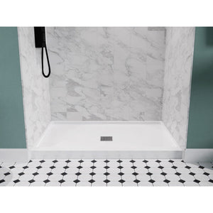 SB-AZ103C - ANZZI Alexander Base Series 48 in. L x 32 in. W Alcove Shower Shower Pan Base with Center Drain in Glossy White Marine Acrylic