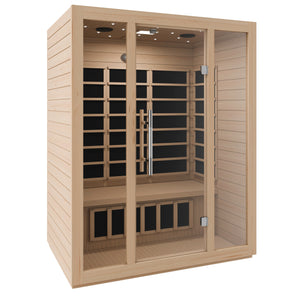 Maldives 3- Person Indoor Hemlock Wooden Carbon FAR Infrared Home Sauna Room with LED Touch Control Panel and Heater