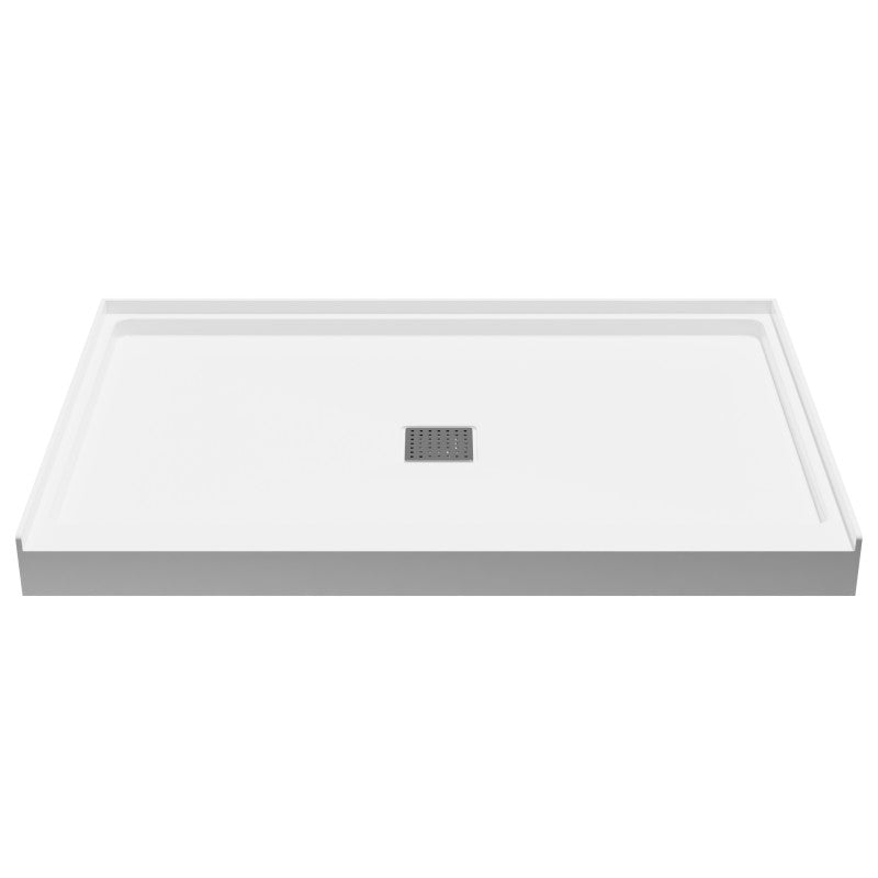 SB-AZ103C - ANZZI Alexander Base Series 48 in. L x 32 in. W Alcove Shower Shower Pan Base with Center Drain in Glossy White Marine Acrylic