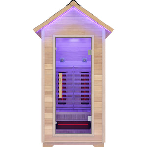 2-Person Outdoor Cabin Sauna in Red Cedar and Hemlock with Far Infrared, Starry Night Lights, and Touch Pad Controller