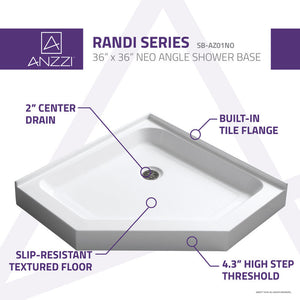 ANZZI 36 in. x 36 in. Neo-Angle Double Threshold Shower Base in White