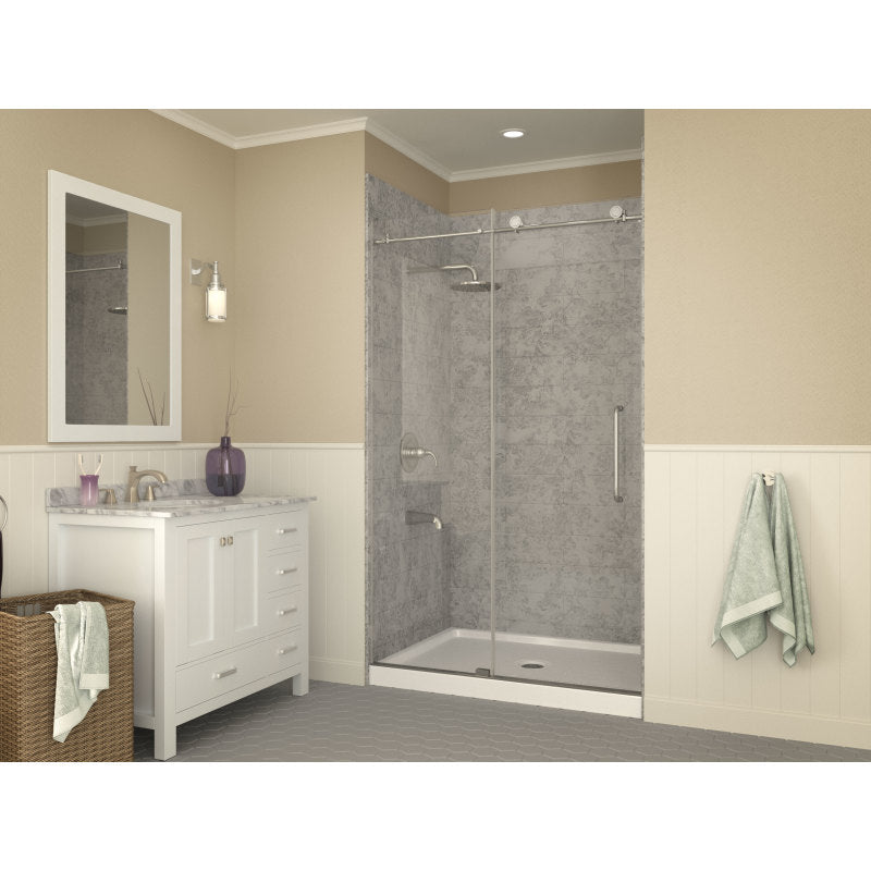 SB-AZ011WO - ANZZI Fissure Base Series 36 in. L x 48 in. W Alcove Shower Shower Pan Base with Center Drain in Glossy White Marine Acrylic