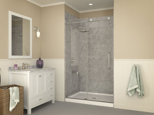 Fissure Base Series 36 in. L x 48 in. W Alcove Shower Shower Pan Base with Center Drain in Glossy White Marine Acrylic