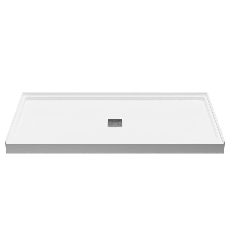 SB-AZ101C - ANZZI Alexander Base Series 60 in. L x 30 in. W Alcove Shower Shower Pan Base with Center Drain in Glossy White Marine Acrylic