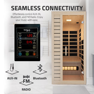 Lucia 1- Person Indoor Hemlock Wooden Carbon FAR Infrared Home Sauna Room with LED Touch Control Panel and Heater