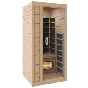 Lucia 1- Person Indoor Hemlock Wooden Carbon FAR Infrared Home Sauna Room with LED Touch Control Panel and Heater