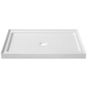 SB-AZ011WO - ANZZI Fissure Base Series 36 in. L x 48 in. W Alcove Shower Shower Pan Base with Center Drain in Glossy White Marine Acrylic