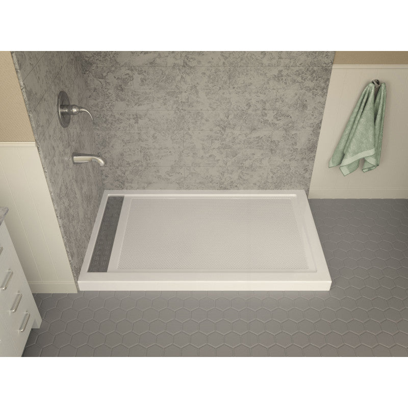 SB-AZ012WL - ANZZI Field Base Series 36 in. L x 60 in. W Corner Shower Shower Pan Base with Left Drain in Glossy White Marine Acrylic