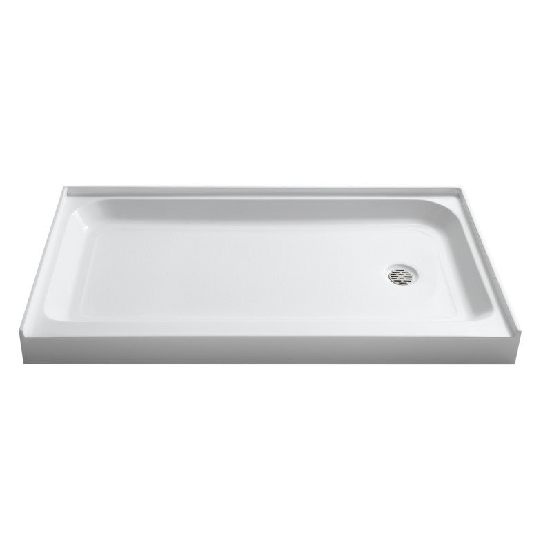 SB-AZ04RD - ANZZI Tiers Base Series 36 in. L x 60 in. W Alcove Shower Shower Pan Base with Right Drain in Glossy White Marine Acrylic