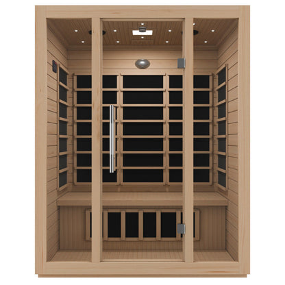 SC-SS0008-3P - SteamSpa Maldives 3- Person Indoor Hemlock Wooden Carbon FAR Infrared Home Sauna Room with LED Touch Control Panel and Heater