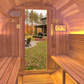 4-6-Person Outdoor Barrel Wet Sauna in White Cedar with ETL-Certified 6.2kW Sauna Rock Heater, and Bitumen Shingle Roof